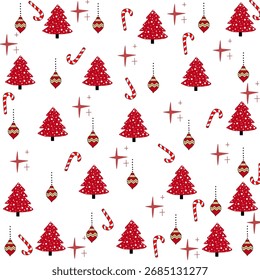 Christmas Santa Claus seamless pattern with Christmas decoration ornaments
