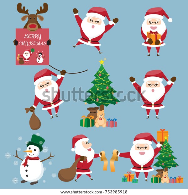 Christmas Santa Claus Set Funny Santa Stock Vector (Royalty Free ...