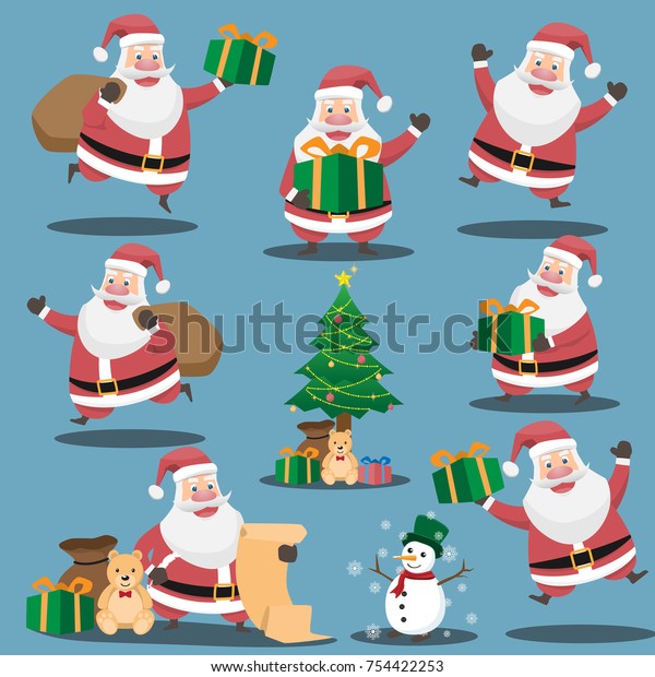 Christmas Santa Claus Set Funny Santa Stock Vector (Royalty Free ...