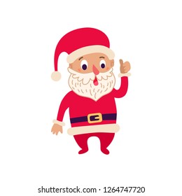 Christmas Santa Claus simple single icon. Vector illustration isolated on white background. Xmas decoration in cartoon style. Traditional christmas element of holiday