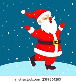 Christmas Santa Claus skating. Character vector illustration