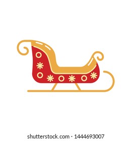 Christmas Santa Claus sleigh icon. Vector illustration isolated on white background. Flat and line style design.