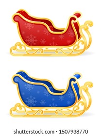 christmas santa claus sleigh stock vector illustration isolated on white background