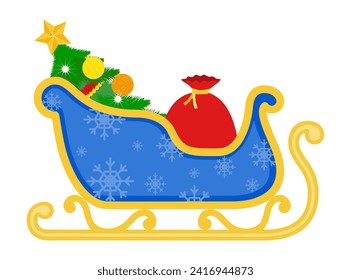 christmas santa claus sleigh stock vector illustration isolated on white background