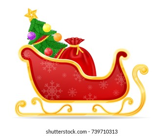 christmas santa claus sleigh stock vector illustration isolated on white background