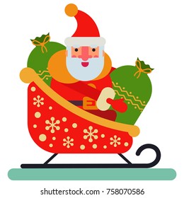 Christmas Santa Claus sleigh vector character New Year Xmas illustration for sleigh isolated illustration