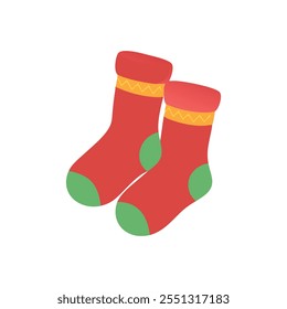 Christmas Santa Claus Socks Vector Illustration Design on White Background 