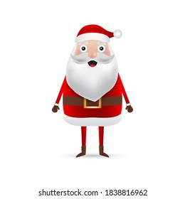 Christmas Santa claus stands on a white background. Vector illustration for a festive design
