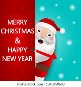 Christmas Santa claus stands on a white background. Vector illustration for a festive design