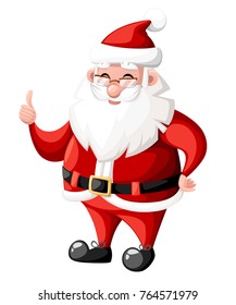 Christmas Santa Claus with thumb up gesture with red hat holiday character vector illustration isolated on white background web site page and mobile app design.