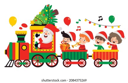 Christmas With Santa Claus In Train