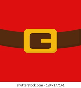 Christmas Santa Claus trousers vector illustration. Santa simple square icon, red pants with brown belt with yellow, gold buckle.