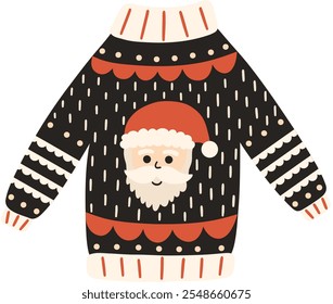 Christmas Santa Claus Ugly Sweater Vector Illustration