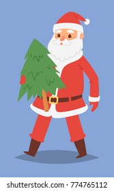 Christmas Santa Claus vector character pose illustration Xmas man in red traditional costume and Santa hat