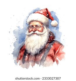 Christmas Santa claus watercolor for celebration design. Happy new year. Party poster.