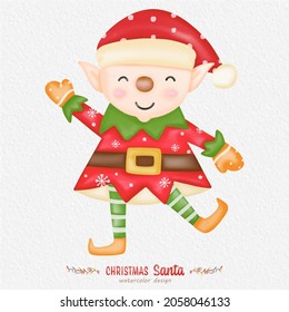 Christmas Santa claus watercolor illustration, with a paper background. For design, prints, fabric, or background. Christmas element vector.