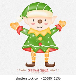 Christmas Santa claus watercolor illustration, with a paper background. For design, prints, fabric, or background. Christmas element vector.