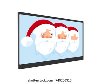 Christmas. Santa Claus wearing a hat with a beard. New Year's TV show. Vector illustration
