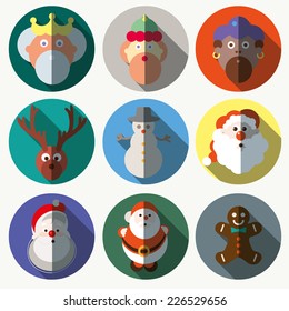 Christmas santa claus wisemen icons vector set
