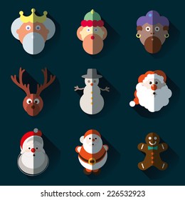 Christmas santa claus wisemen icons vector set