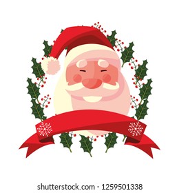 christmas santa claus wreath ribbon decoration