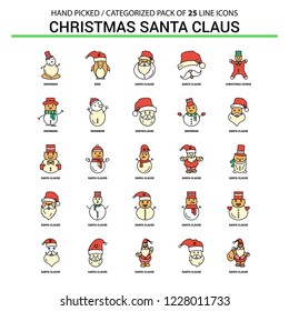 Christmas Santa Clause Flat Line Icon Set - Business Concept Icons Design