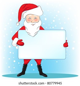 Christmas Santa Clause presenting a blank sign