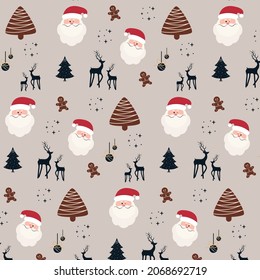 Christmas santa clause seamless pattern background include swatch