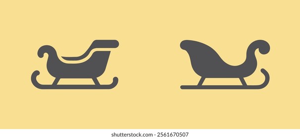 Christmas Santa Claus's Sleigh Icon Design Vector Set