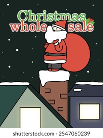 Christmas Santa Climbing Chimneys to Promote Discounts