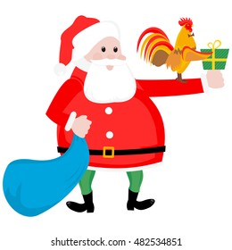 Christmas Santa and cock in vector format eps10