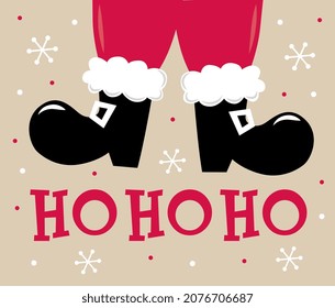 Christmas Santa Cute boots with Ho Ho Ho and Snowflakes