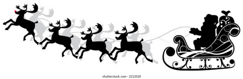 Christmas santa and deers, vector illustrations