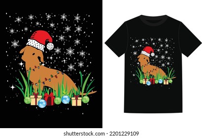 Christmas and Santa dog t-shirt design