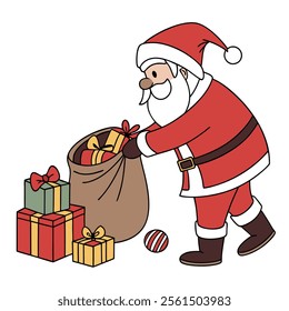 christmas Santa gift 2d vector art  