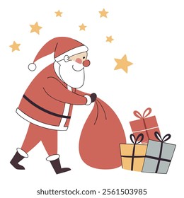 christmas Santa gift 2d vector art  