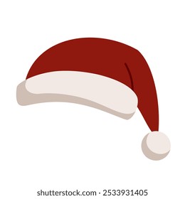 Christmas Santa hat clipart. Christmas festive element. Vector illustration in flat style	