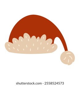 Christmas Santa hat clipart. Christmas festive element. Vector illustration in flat style	