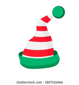 Christmas santa hat. Elf hat isolated. Flat vector illustration.