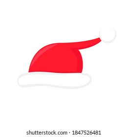 Christmas santa hat. Elf hat isolated. Flat vector illustration.