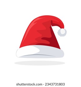 christmas santa hat in flat style isolated on white background. Vector illustration