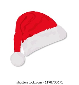 Christmas santa hat on white background whith shadow