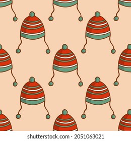 Christmas Santa Hat Pattern Background. Social Media Post. Christmas Vector Illustration.