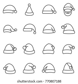 Christmas santa hat set. Line with Editable stroke