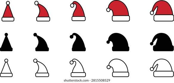Christmas Santa Hat Vector Icons.