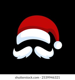 Christmas santa hat vector image,simple,modern,and minimalist design,isolated on black background,can be for christmas icon or greeting card