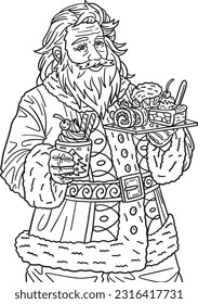 Christmas Santa having a Snack Adults Isolated 