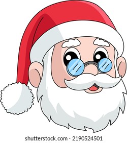 Christmas Santa Head Cartoon Colored Clipart 