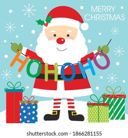 Christmas santa, ho ho ho, for greeting card, christmas gift bag or box design