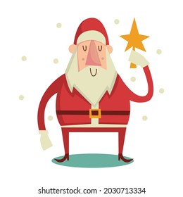 Santa sosteniendo el árbol. Estilo de icono plano, totalmente editable en formato vectorial, adecuado para EPS 10.

